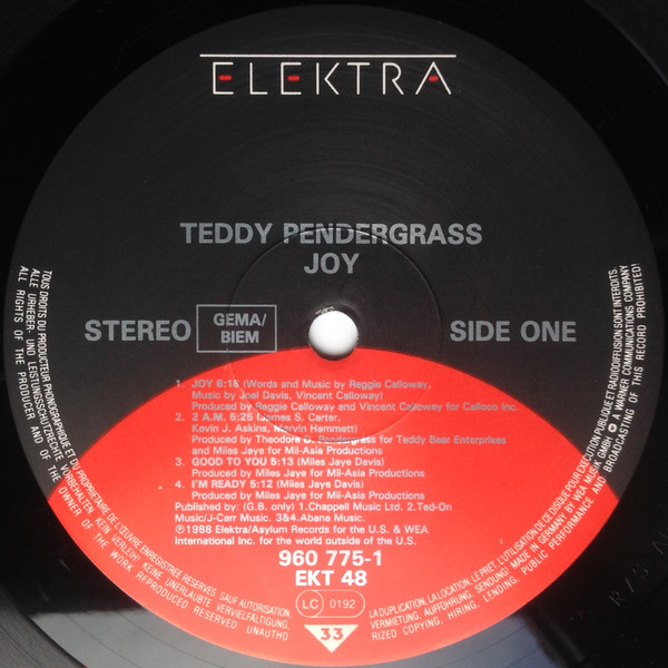 Teddy Pendergrass - Joy | Elektra (960 775-1) - 3 Teddy Pendergrass - Joy | Elektra (960 775-1) - 3