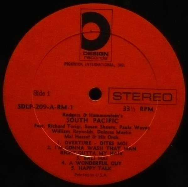 Richard Torigi , Susan Shaute , William Reynolds , Dolores Martin , Paula Wayne , Mal Hasset And His Orchestra - Rodgers & Hammerstein's South Pacific | Design Records (SDLP-209) - 2 Richard Torigi , Susan Shaute , William Reynolds , Dolores Martin , Paula Wayne , Mal Hasset And His Orchestra - Rodgers & Hammerstein's South Pacific | Design Records (SDLP-209) - 2