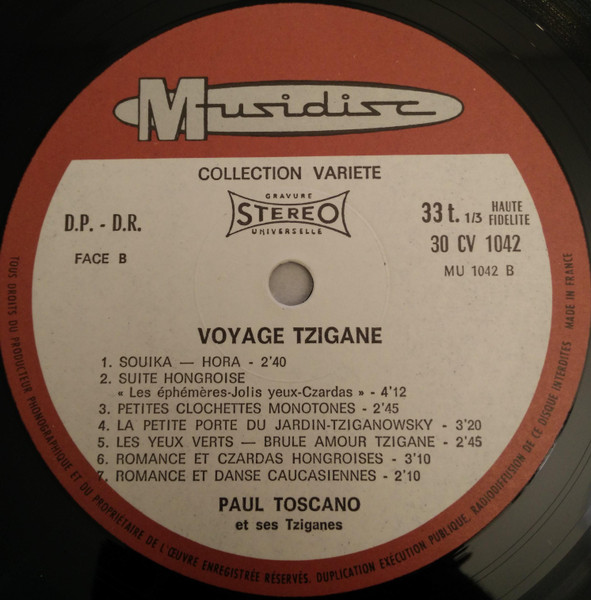 Toscano Et Son Orchestre Tzigane - Voyage Tzigane | Musidisc (30 CV 1042) - 4 Toscano Et Son Orchestre Tzigane - Voyage Tzigane | Musidisc (30 CV 1042) - 4