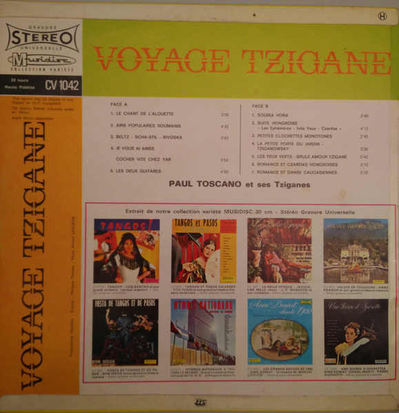 Toscano Et Son Orchestre Tzigane - Voyage Tzigane | Musidisc (30 CV 1042) - 2 Toscano Et Son Orchestre Tzigane - Voyage Tzigane | Musidisc (30 CV 1042) - 2