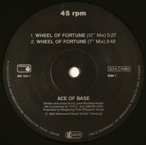 Ace Of Base - Wheel Of Fortune | Metronome (861 545-1) - main Ace Of Base - Wheel Of Fortune | Metronome (861 545-1) - main