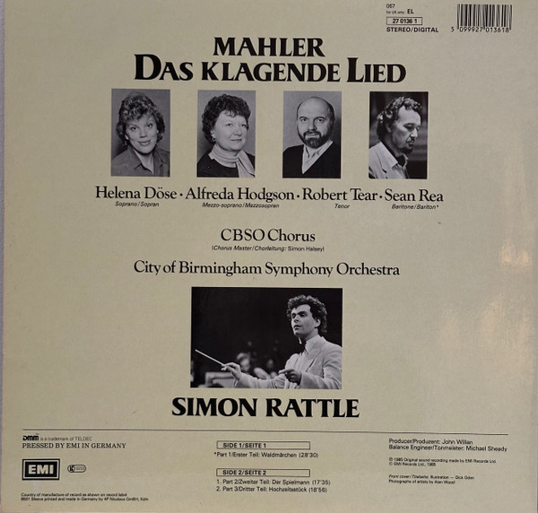 Gustav Mahler - Sir Simon Rattle - Das Klagende Lied | His Master's Voice Digital (27 0136 1) - 2