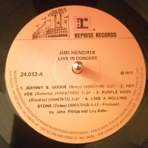 Jimi Hendrix - Live | Reprise Records (24012) - 3 Jimi Hendrix - Live | Reprise Records (24012) - 3