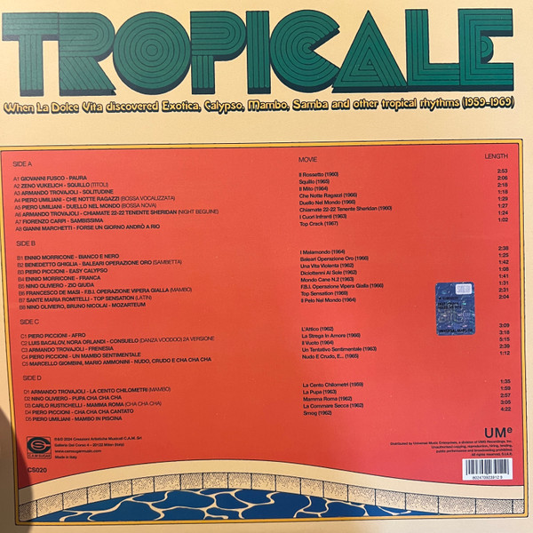 Various - Tropicale – When La Dolce Vita Discovered Exotica, Calypso, Mambo, Samba And Other Tropical Rhythms (1959-1969) | Cam Sugar (CS020) - 4 Various - Tropicale – When La Dolce Vita Discovered Exotica, Calypso, Mambo, Samba And Other Tropical Rhythms (1959-1969) | Cam Sugar (CS020) - 4