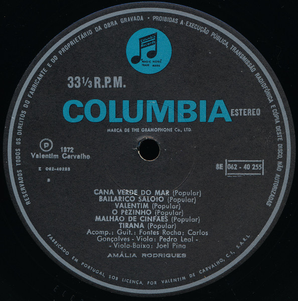 Amália Rodrigues - Amália Canta Portugal III | Columbia (8E 062 40255) - 4