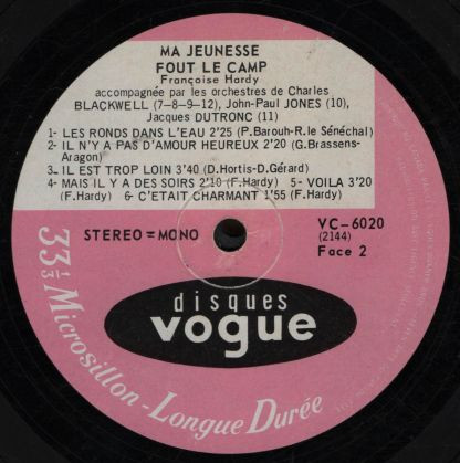 Françoise Hardy - Ma Jeunesse Fout Le Camp... | Disques Vogue (VC 6020) - 3