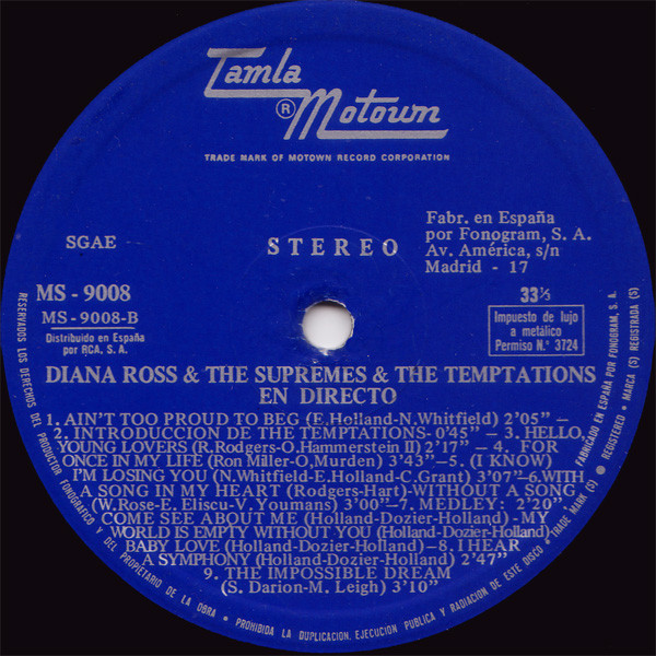The Supremes With The Temptations - En Directo | Tamla Motown (MS-9008) - 4 The Supremes With The Temptations - En Directo | Tamla Motown (MS-9008) - 4