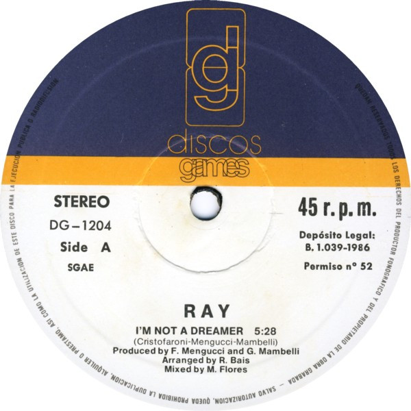 Ray - I'm Not A Dreamer | Discos Games (DG-1204) - 3