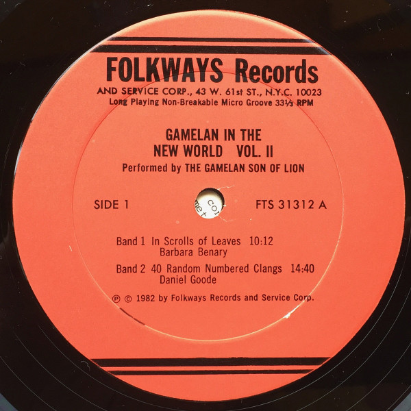Gamelan Son Of Lion - Gamelan In The New World Volume Two | Folkways Records (FTS 31312) - 4 Gamelan Son Of Lion - Gamelan In The New World Volume Two | Folkways Records (FTS 31312) - 4