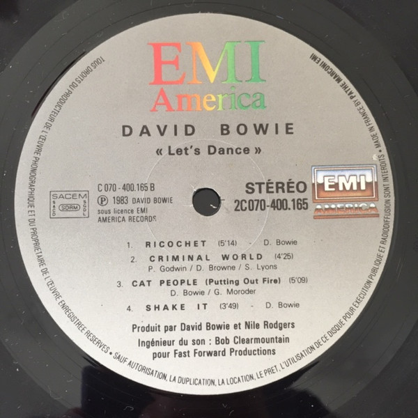 David Bowie - Let's Dance | EMI America (2C 070-400165) - 3