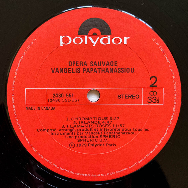 Evangelos Papathanassiou - Opera Sauvage [Vinyl] | Polydor (2480 551) - 4