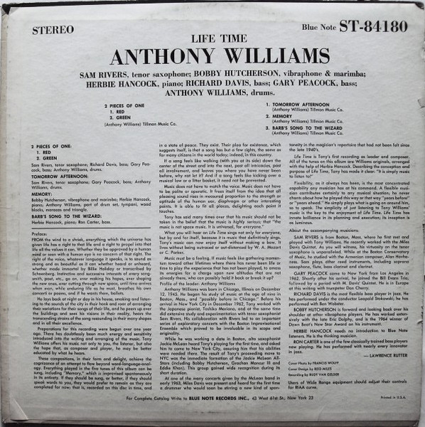 Anthony Williams - Life Time | Blue Note (BST 84180) - 2