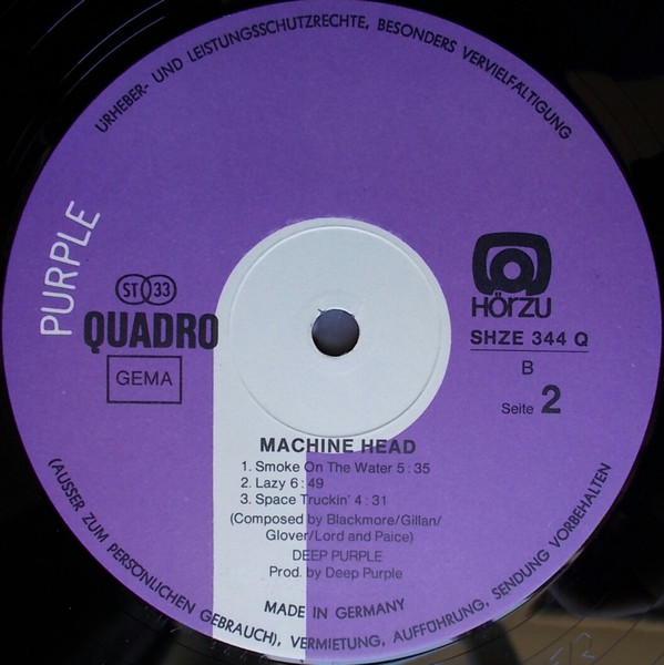 Deep Purple - Machine Head | Purple Records (SHZE 344 QUADRAPHONIC) - 4