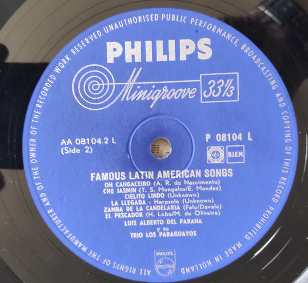 Luis Alberto del Parana y Los Paraguayos - Famous Latin American Songs | Philips (P 08104 L) - 4 Luis Alberto del Parana y Los Paraguayos - Famous Latin American Songs | Philips (P 08104 L) - 4