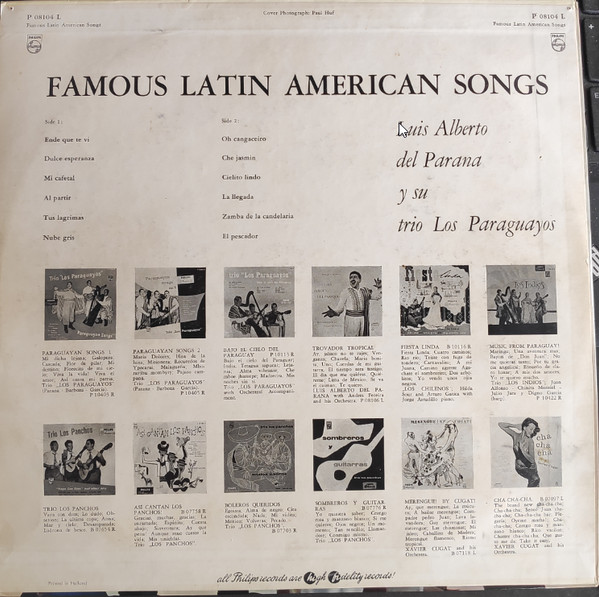 Luis Alberto del Parana y Los Paraguayos - Famous Latin American Songs | Philips (P 08104 L) - 2 Luis Alberto del Parana y Los Paraguayos - Famous Latin American Songs | Philips (P 08104 L) - 2