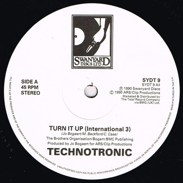 Technotronic Featuring Melissa & Einstein - Turn It Up | Swanyard Records Ltd (SYDT 9) - 3