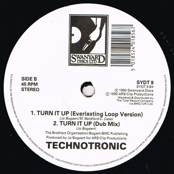 Technotronic Featuring Melissa & Einstein - Turn It Up | Swanyard Records Ltd (SYDT 9) - 4