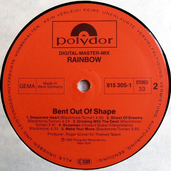 Rainbow - Bent Out Of Shape | Polydor (815 305-1) - 3