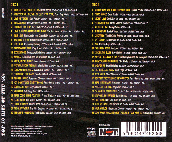 Various - Top 10 Hits Of The '50s | Not Now Music (NOT2CD206) - 2 Various - Top 10 Hits Of The '50s | Not Now Music (NOT2CD206) - 2