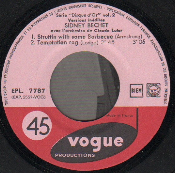Sidney Bechet - Tiger Rag | Disques Vogue (EPL 7.787) - 4 Sidney Bechet - Tiger Rag | Disques Vogue (EPL 7.787) - 4