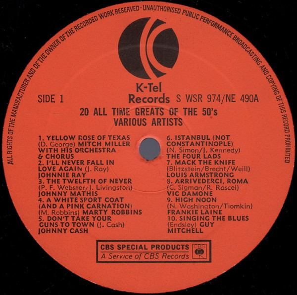 Various - 20 All Time Greats Of The 50's | K-Tel (NE 490) - 3