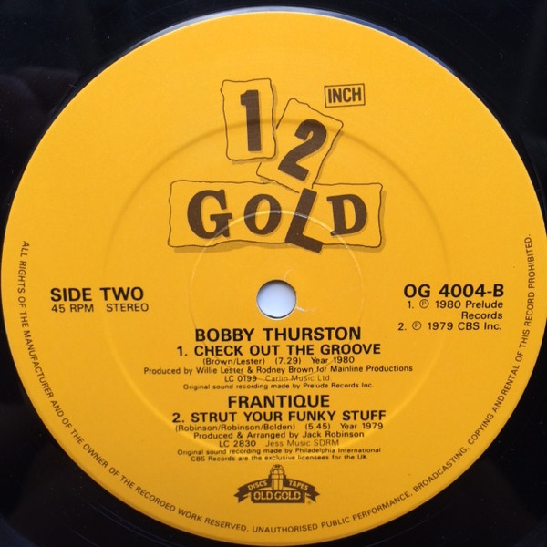 Rodney Franklin / Musique / Bobby Thurston / Frantique - The Groove / In The Bush / Check Out The Groove / Strut Your Funky Stuff | Old Gold (OG 4004) - 4