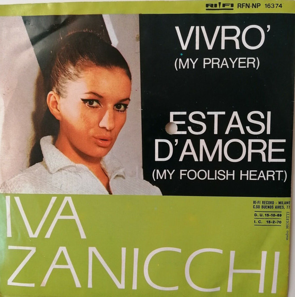 Iva Zanicchi - Vivrò / Estasi D'Amore | Rifi (RFN-NP 16374) - 2
