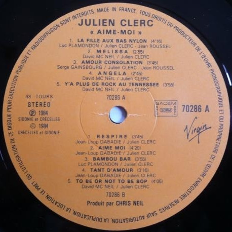 Julien Clerc - Aime-moi | Virgin (70286) - 3