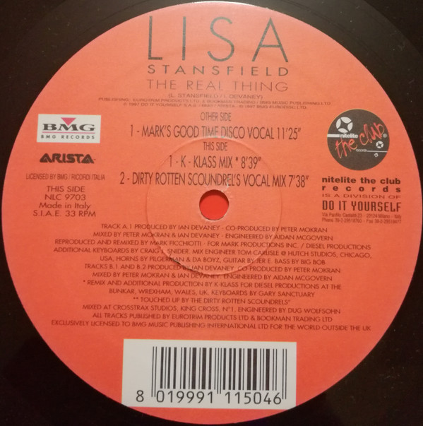 Lisa Stansfield - The Real Thing | Nitelite The Club Records (NLC 9703) - 3