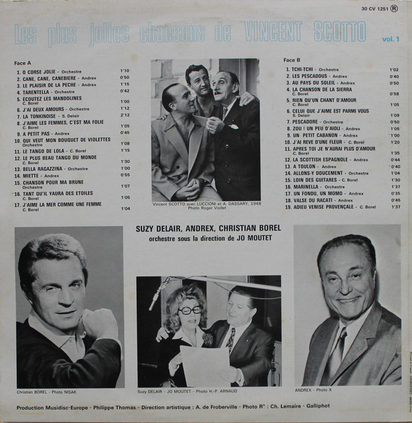 Suzy Delair , Andrex , Christian Borel - Les Plus Jolies Chansons De Vincent Scotto Vol.1 | Musidisc (30 CV 1251) - 2 Suzy Delair , Andrex , Christian Borel - Les Plus Jolies Chansons De Vincent Scotto Vol.1 | Musidisc (30 CV 1251) - 2