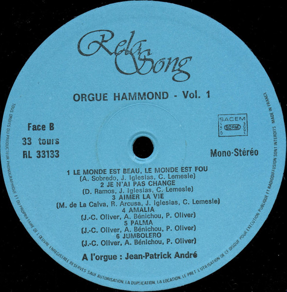 Jean-Patrick André - Orgue Hammond Vol. 1 | RelaSong (RL 33133) - 4