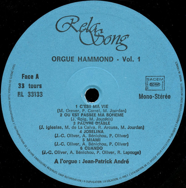 Jean-Patrick André - Orgue Hammond Vol. 1 | RelaSong (RL 33133) - 3