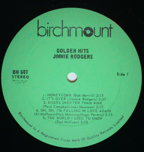 Jimmie Rodgers - Golden Hits: The Best Of | Birchmount (BM 607) - 2