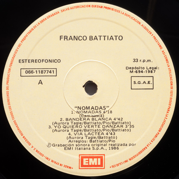 Franco Battiato - Nomadas | EMI (066 11 8774 1) - 3