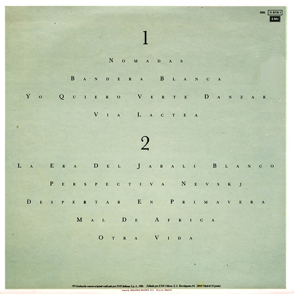 Franco Battiato - Nomadas | EMI (066 11 8774 1) - 2