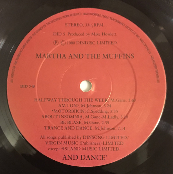 Martha And The Muffins - Trance And Dance | Dindisc (DID 5) - 4 Martha And The Muffins - Trance And Dance | Dindisc (DID 5) - 4