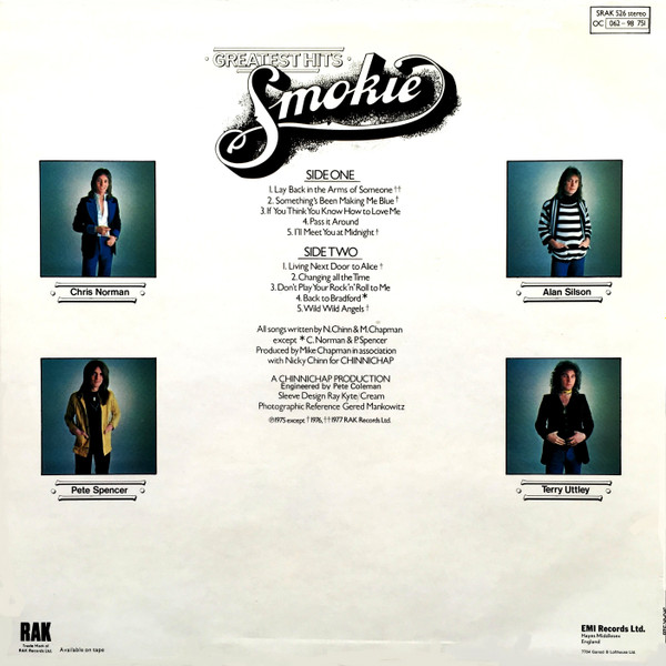 Smokie - Greatest Hits | RAK (SRAK 526)