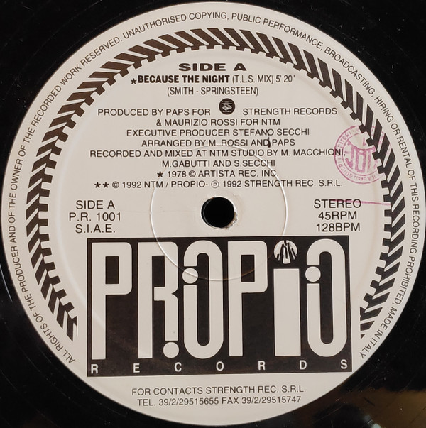 Co.Ro. - Because The Night | Propio Records (P.R. 1001) - main
