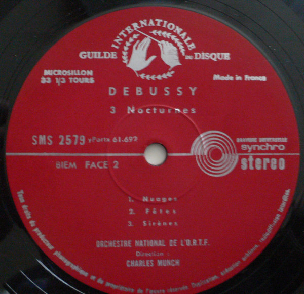 Claude Debussy - Charles Munch , Orchestre National De France - La Mer / Nocturnes | Guilde Internationale Du Disque (SMS 2579) - 4