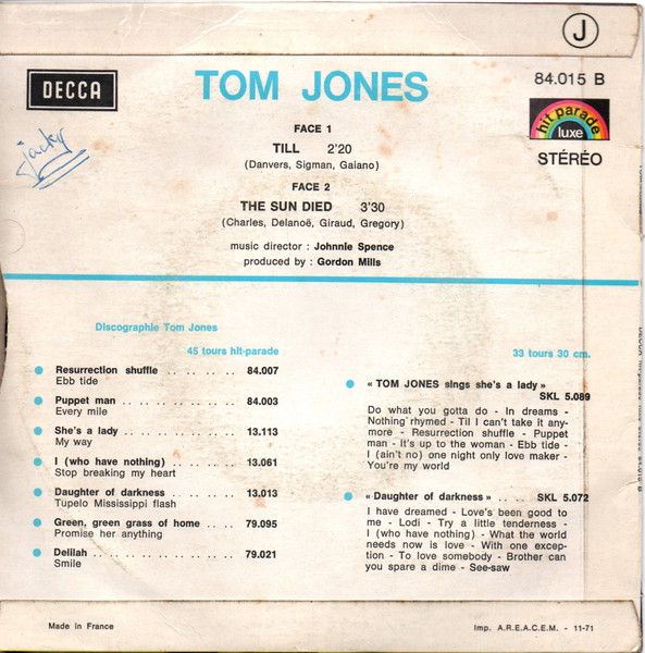 Tom Jones - Till | Decca (84.015) - 2