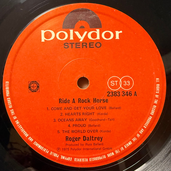 Roger Daltrey - Ride A Rock Horse | Polydor (2383 346) - 3 Roger Daltrey - Ride A Rock Horse | Polydor (2383 346) - 3