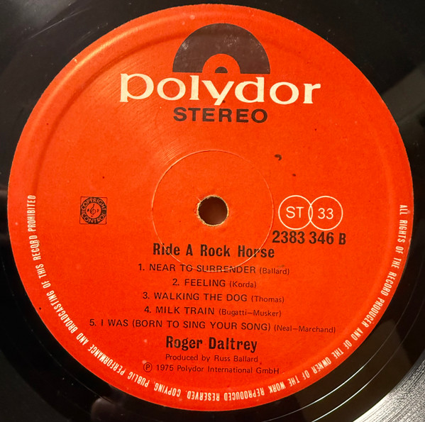 Roger Daltrey - Ride A Rock Horse | Polydor (2383 346) - 4 Roger Daltrey - Ride A Rock Horse | Polydor (2383 346) - 4