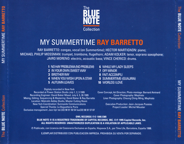Ray Barretto & New World Spirit - My Summertime | Blue Note (CDP 7243 8 35830 2 7) - 2