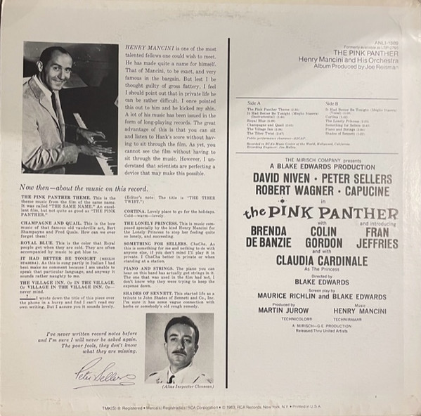Henry Mancini - The Pink Panther (Music From The Film Score) | RCA (ANL1-1389) - 2 Henry Mancini - The Pink Panther (Music From The Film Score) | RCA (ANL1-1389) - 2