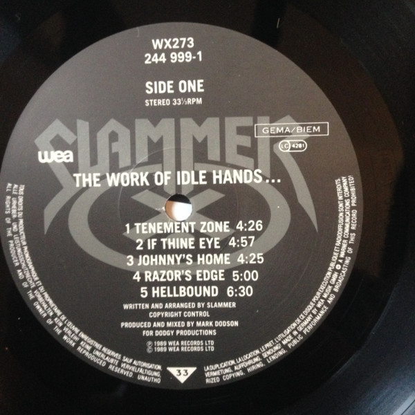 Slammer - The Work Of Idle Hands... | WEA (244 999-1) - 3 Slammer - The Work Of Idle Hands... | WEA (244 999-1) - 3