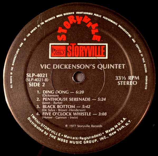 The Vic Dickenson Quintet - Vic Dickenson's Quintet | Storyville (SLP-4021) - 4