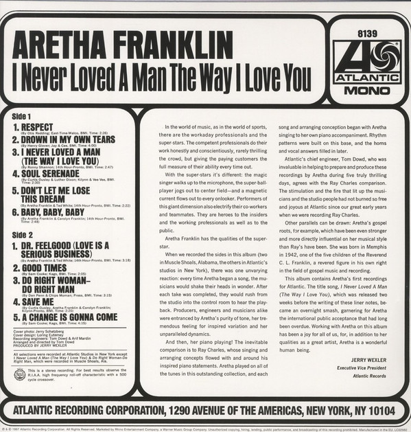 Aretha Franklin - I Never Loved A Man The Way I Love You | Rhino Vinyl (0349791112) - main