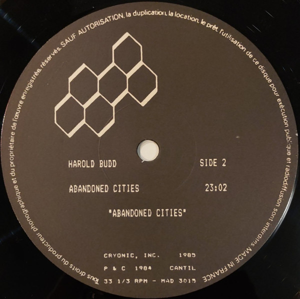 Harold Budd - Abandoned Cities | Cryonic Inc. (MAD 3015) - 3