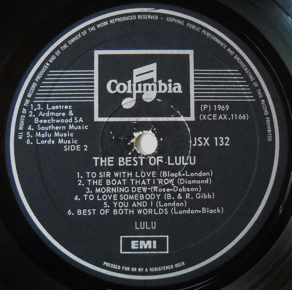 Lulu - The Best Of | Columbia (JSX 132) - 2