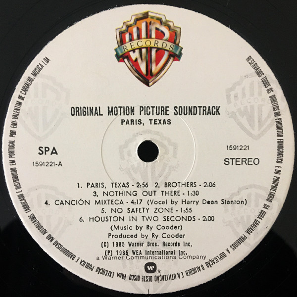 Ry Cooder - Paris, Texas - Original Motion Picture Soundtrack | Warner Bros. Records (1591221) - 3